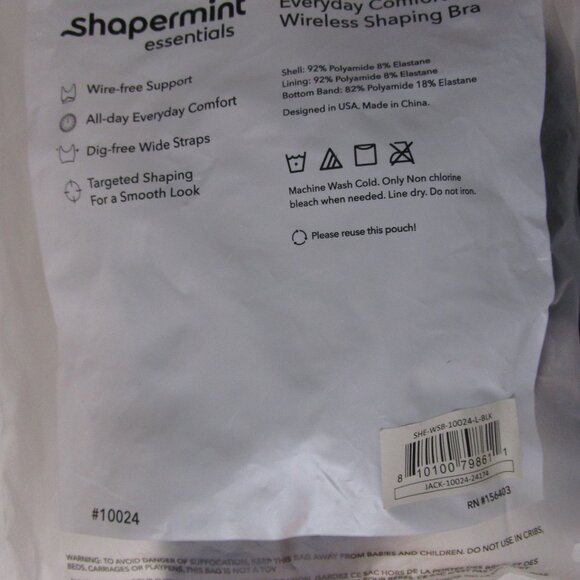 Essentials Everyday Comfort Straps Wireless Shaping Bra Black - Picture 5 of 9